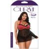 FL CurveSophia Babydoll&Pnty RedBlk 3X4X