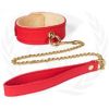 Plush Lined Red PU Collar Chain Leash