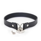 Ple'sur PVC Collar W/Heart Lock Black