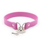 Ple'sur PVC Collar W/Heart Lock Pink