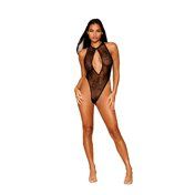 DG Halter Thong Teddy w/Fringe Black XL