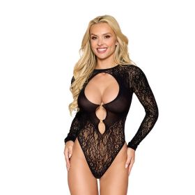 DG Lace Long Sleeve Teddy Cut-Out Blk OS