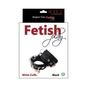 Rouge Fetish Play Vegan Wrist Cuffs Blac