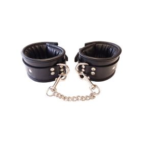 Rouge Padded Leather Wrist Cuffs Blk/Blk