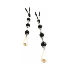 Bijoux de Nip Pearl Black Beaded Clamps