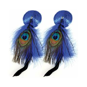 Bijoux de Nip Blue Round Pasties Feather