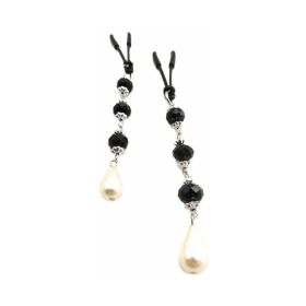Bijoux de Nip Pearl Black Beaded Clamps