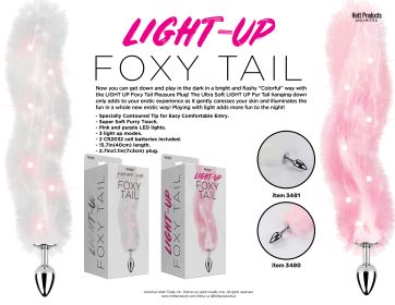 Foxy Tail - Light Up Faux Fur Butt Plug - White Plug - White