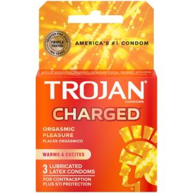 Trojan Intensified Charged Orgasmic Pleasure Condoms - 3 Pack