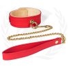 Plush Lined Red PU Collar Chain Leash