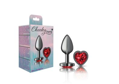Deep Red Heart Gem Gunmetal Metal Plug - Sm
