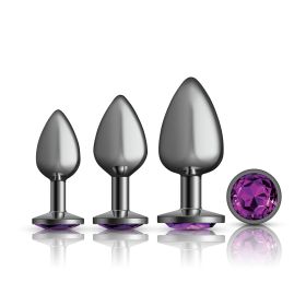 Purple Round Gem Anal Trainer Kit - Gunmetal